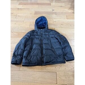 Tommy Hilfiger Puffer Jacket Black Full Zip Hooded Water Wind Resistant Coat
